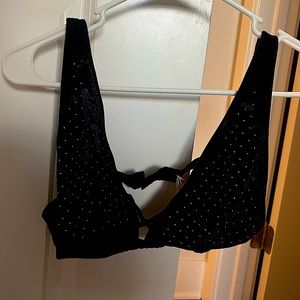 Victoria’s Secret Pink Black Rhinestone Velvet Bralette Size Large